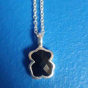Tous Sterling Silver Black Bear Onyx Necklace